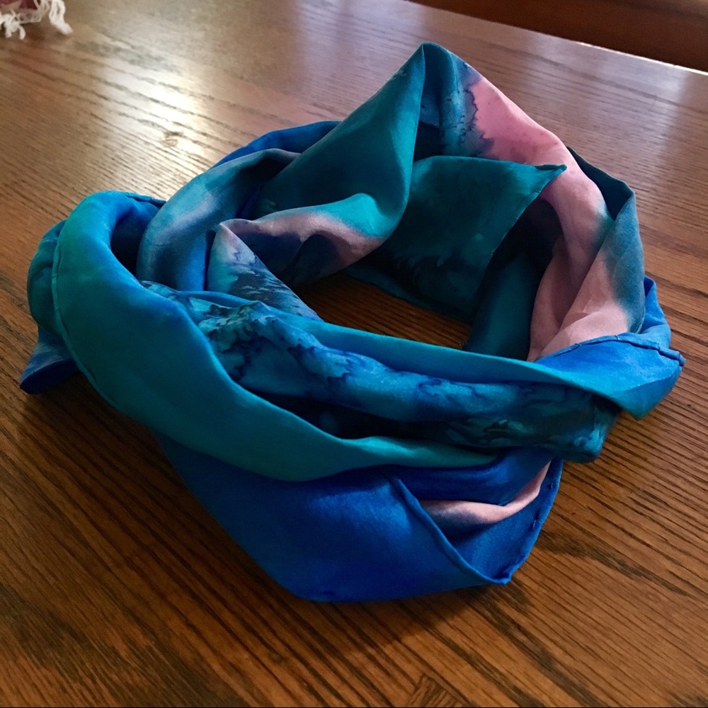 Vintage Watercolor Neck Scarf Neck Tie Head Wrap